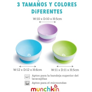 Munchkin Stay Put Copas con ventosa, paquete de 3 1