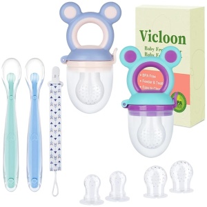 Vicloon Chupetes Fruta Bebe+6 Tetinas Silicona de Repuesto