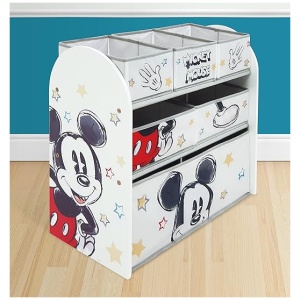 ARDITEX WD13694 Organizador de Madera (62x30x60cm) con 6 cestos Textiles de Almacenamiento de Disney-Mickey