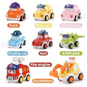 Anby families Coche Juguete para Bebé,8 Piezas Empuje y Vaya Coche Juguetes de Vehículos con Bolsas de Almacenamiento