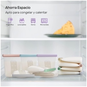 Nuliie 7 Uds Silicona Bolsas Leche Materna Reutilizable, Bolsas Leche Materna Congelar Doblemente a Prueba de Fugas, Sin BPA