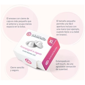 Silverette The Original - Pezones de plata 925 para una protección eficaz del pezón durante la lactancia