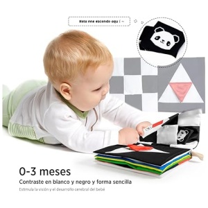 URMYWO libros para bebés juguetes, libros en blanco y negro de alto contraste