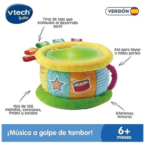 VTech Tambor Luces mágicas. Juguete para bebé +6 Meses. Bilingüe español-inglés. Más de 100 Canciones, melodías, Frases y Sonidos, Versión ESP, Multicolor