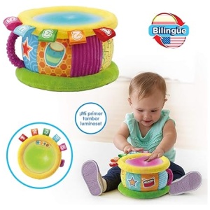 VTech Tambor Luces mágicas. Juguete para bebé +6 Meses. Bilingüe español-inglés. Más de 100 Canciones, melodías, Frases y Sonidos, Versión ESP, Multicolor