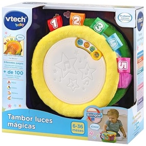 VTech Tambor Luces mágicas. Juguete para bebé +6 Meses. Bilingüe español-inglés. Más de 100 Canciones, melodías, Frases y Sonidos, Versión ESP, Multicolor