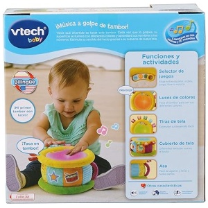 VTech Tambor Luces mágicas. Juguete para bebé +6 Meses. Bilingüe español-inglés. Más de 100 Canciones, melodías, Frases y Sonidos, Versión ESP, Multicolor