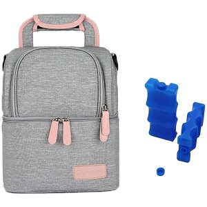 Zyorenc Bolso Isotérmica para Biberón Leche Materna Almuerzo Mochila de Calentamiento, 2 Bolsas de Hielo Incluidas