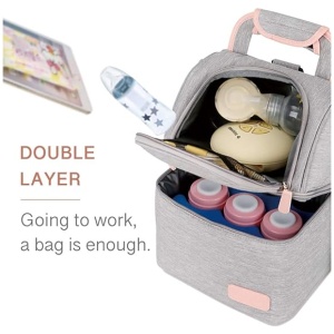 Zyorenc Bolso Isotérmica para Biberón Leche Materna Almuerzo Mochila de Calentamiento, 2 Bolsas de Hielo Incluidas