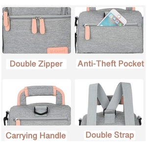 Zyorenc Bolso Isotérmica para Biberón Leche Materna Almuerzo Mochila de Calentamiento, 2 Bolsas de Hielo Incluidas
