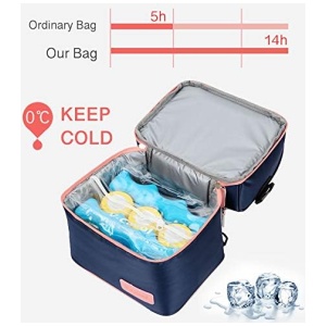 Zyorenc Bolso Isotérmica para Biberón Leche Materna Almuerzo Mochila de Calentamiento, 2 Bolsas de Hielo Incluidas