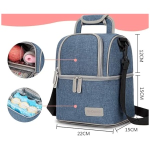 Zyorenc Bolso Isotérmica para Biberón Leche Materna Almuerzo Mochila de Calentamiento, 2 Bolsas de Hielo Incluidas