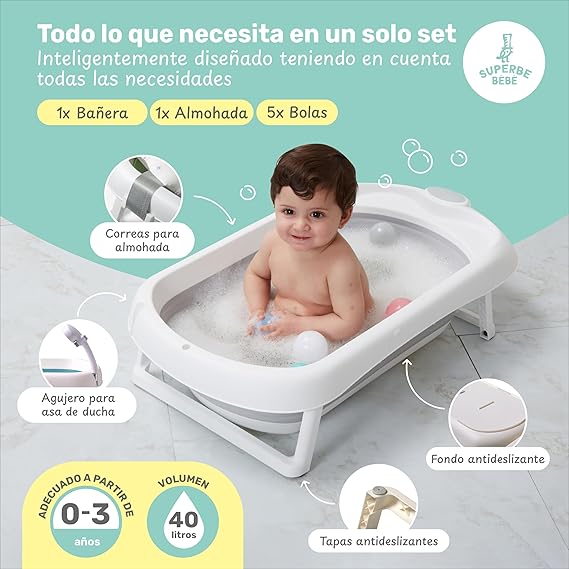 Bañera Bebé Plegable con Asiento Antideslizante 3 Bañera Bebé Plegable con Asiento Antideslizante - Imagen 3