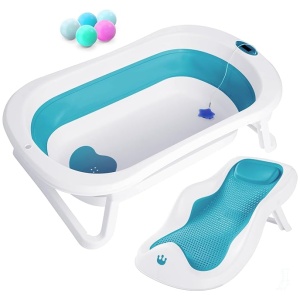 Bañera Bebé Plegable con Asiento Antideslizante