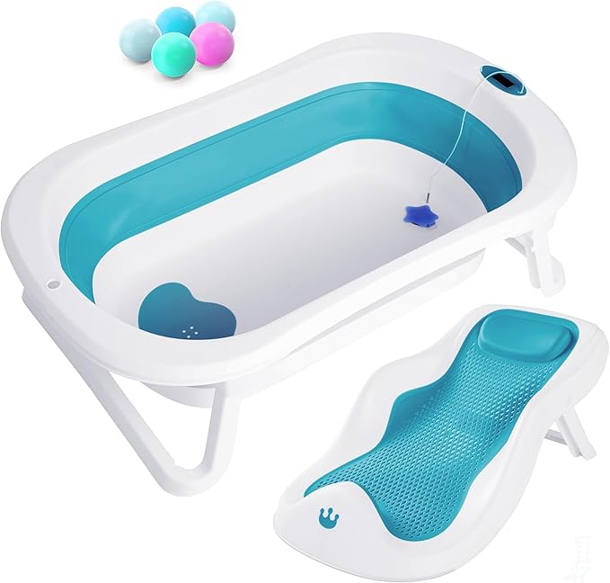 Bañera Bebé Plegable con Asiento Antideslizante 1 Bañera Bebé Plegable con Asiento Antideslizante