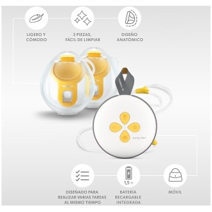 Medela Swing Maxi - Sacaleches Eléctrico Doble Manos Libres Ultraligero y cómodo, batería recargable integrada. Se adapta a la gran mayoría de los sujetadores de lactancia.