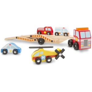 Melissa & Doug Camión transportador de Madera de coches y autos 2