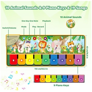 Rodzon Alfombra Musical Piano Bebe con 10 Animales 1
