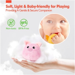 hahaland Juguetes Bebes 6-12 Meses - Animales Granja de Peluche Blandos con Sonajas, Arrugas, Espejo - Juguetes Montessori para Bebes 3 6 12 Meses